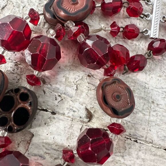 Vintage 1950s German Unusual Beaded Necklace And Earring Set - Picture 5 of 11